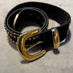 Elegant Black Belt with Gold Accents